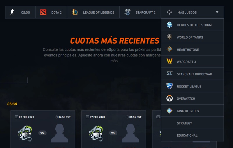 Imagen de los juegos disponibles